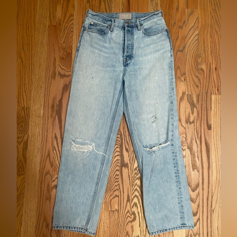 Everlane Light Blue Distressed Straight Leg Women's Jeans